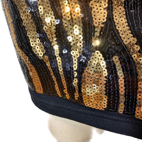 Gold & Black Sequin Mini Bodycon Party Dress- Many sizes available - Picture 6 of 7